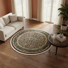 Imran Heritage Evonne Black/Green Wool Round - 8'1''X8'6''