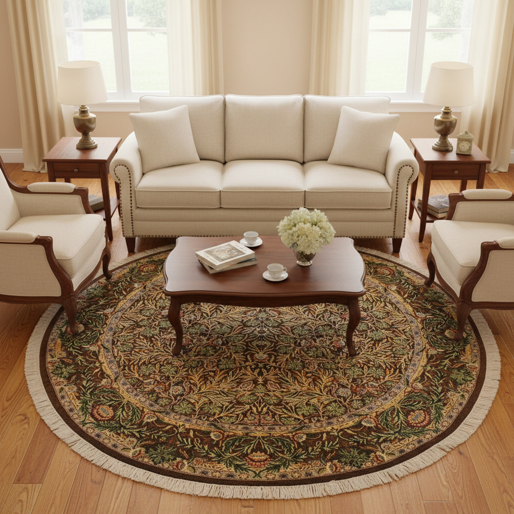 handmade Traditional Imran Brown Gray Hand Knotted ROUND 100% WOOL area rug 8'x8'