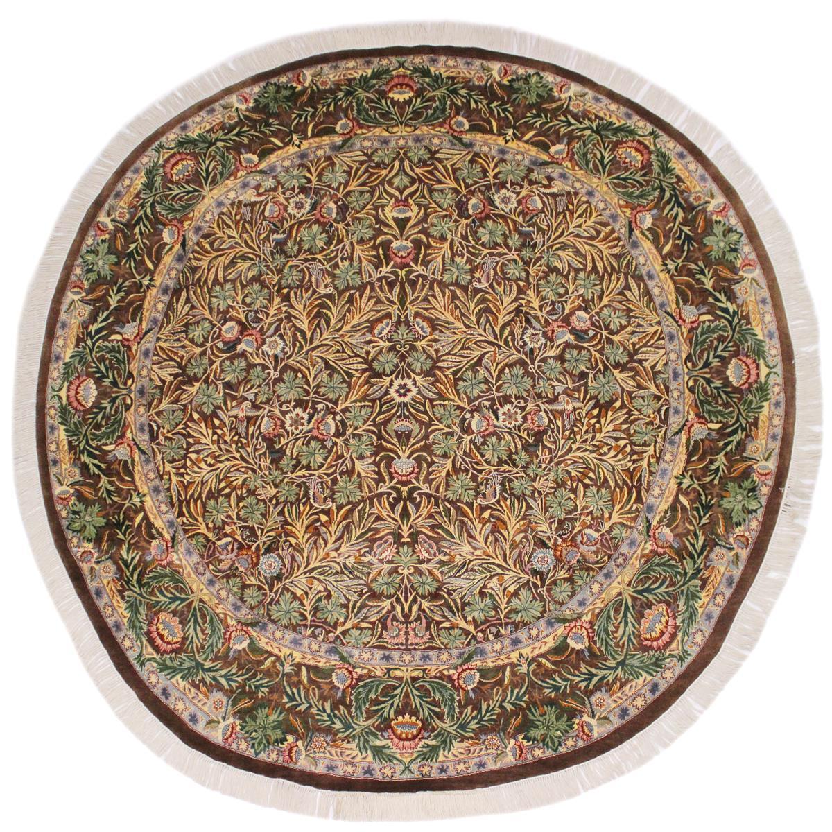 handmade Traditional Imran Brown Gray Hand Knotted ROUND 100% WOOL area rug 8x8