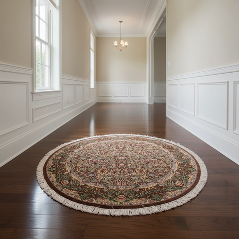 handmade Traditional Imran Brown Gray Hand Knotted ROUND 100% WOOL area rug 8' x 8'