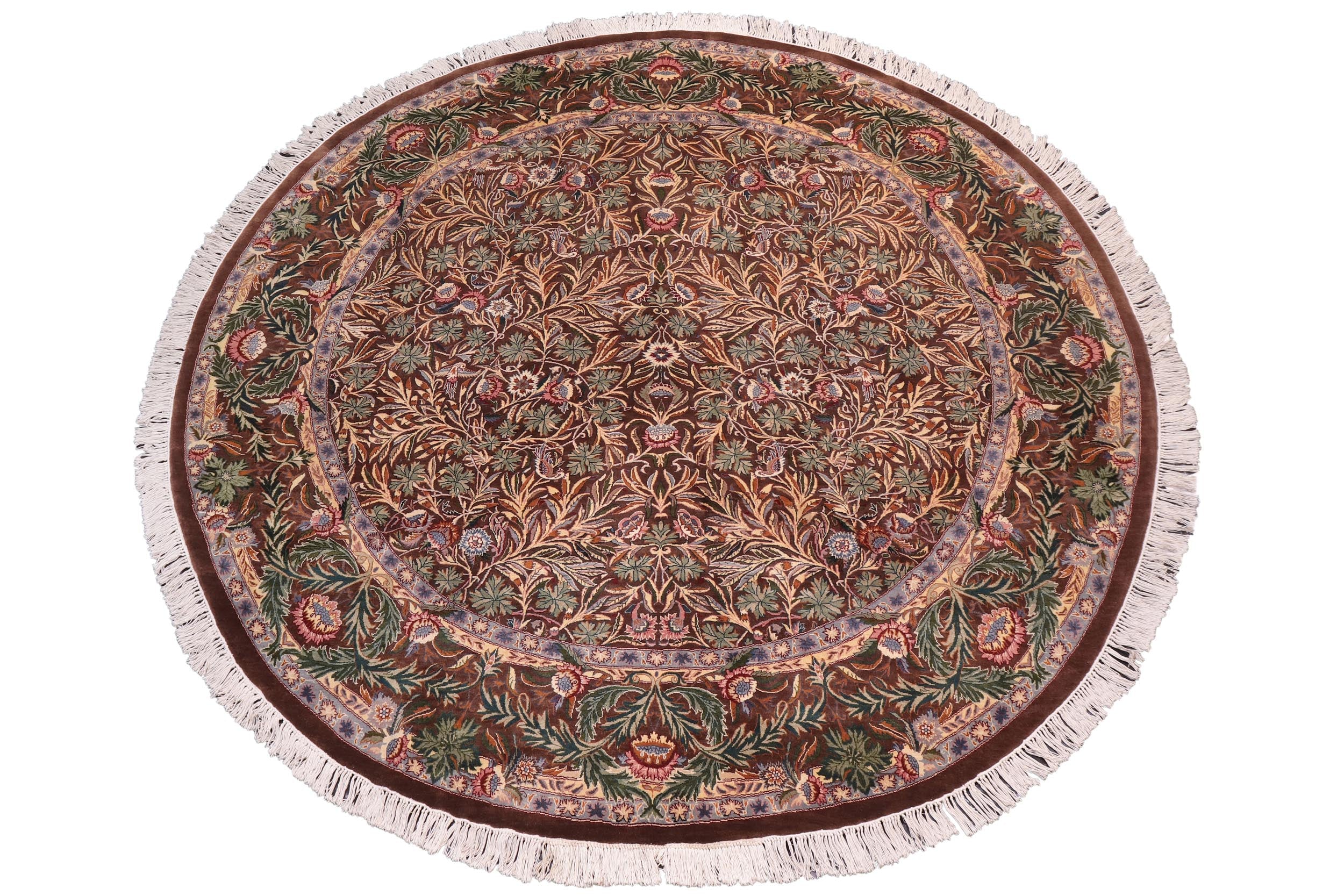 handmade Traditional Imran Brown Gray Hand Knotted ROUND 100% WOOL area rug 8' x 8'