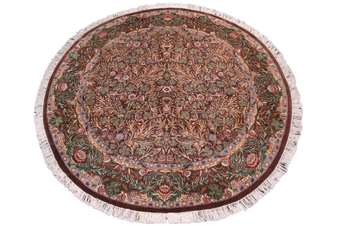 handmade Traditional Imran Brown Gray Hand Knotted ROUND 100% WOOL area rug 8' x 8'