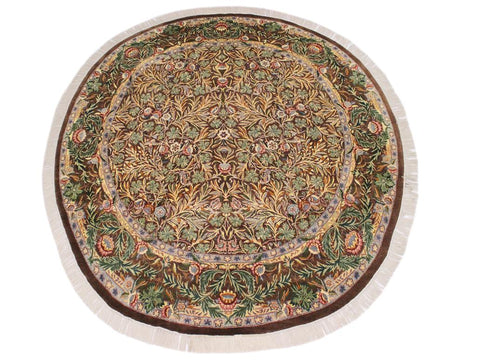 handmade Traditional Imran Brown Gray Hand Knotted ROUND 100% WOOL area rug 8x8