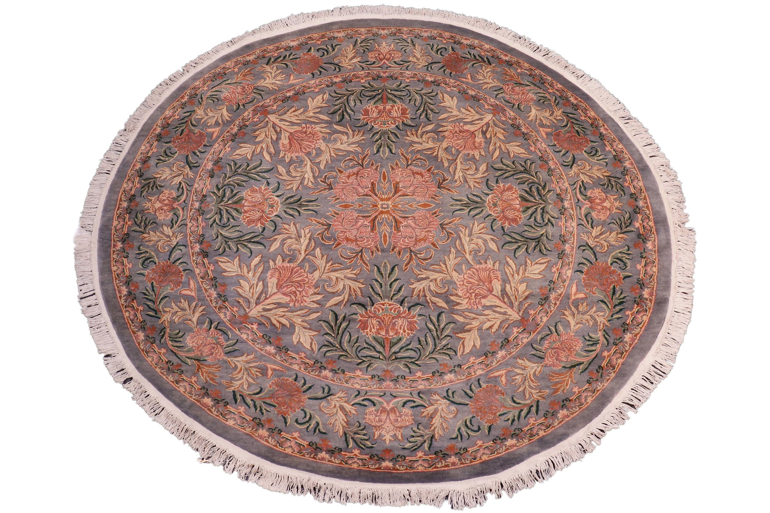 handmade Traditional Nayagra Gray Pink Hand Knotted ROUND 100% WOOL area rug 8' x 8'