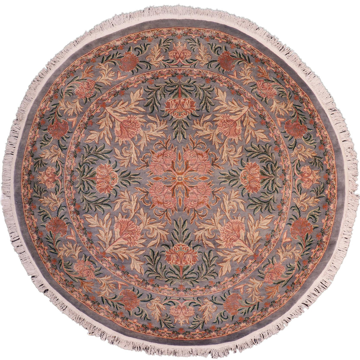 handmade Traditional Nayagra Gray Pink Hand Knotted ROUND 100% WOOL area rug 8' x 8'