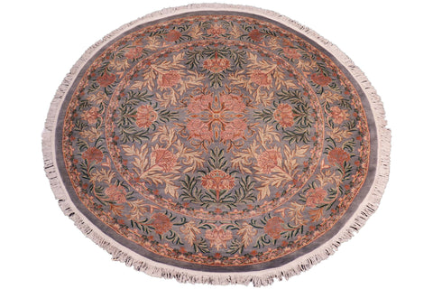 handmade Traditional Nayagra Gray Pink Hand Knotted ROUND 100% WOOL area rug 8' x 8'