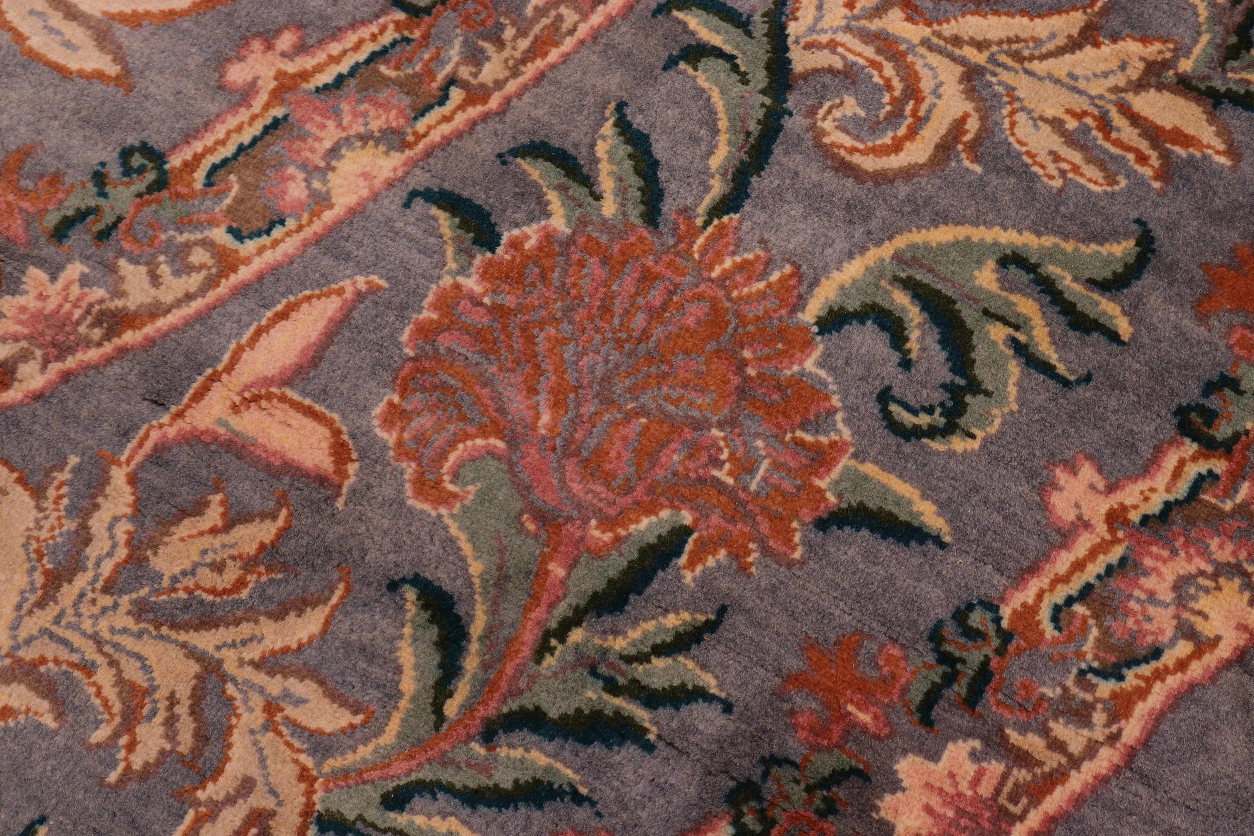 handmade Traditional Nayagra Gray Pink Hand Knotted ROUND 100% WOOL area rug 8' x 8'