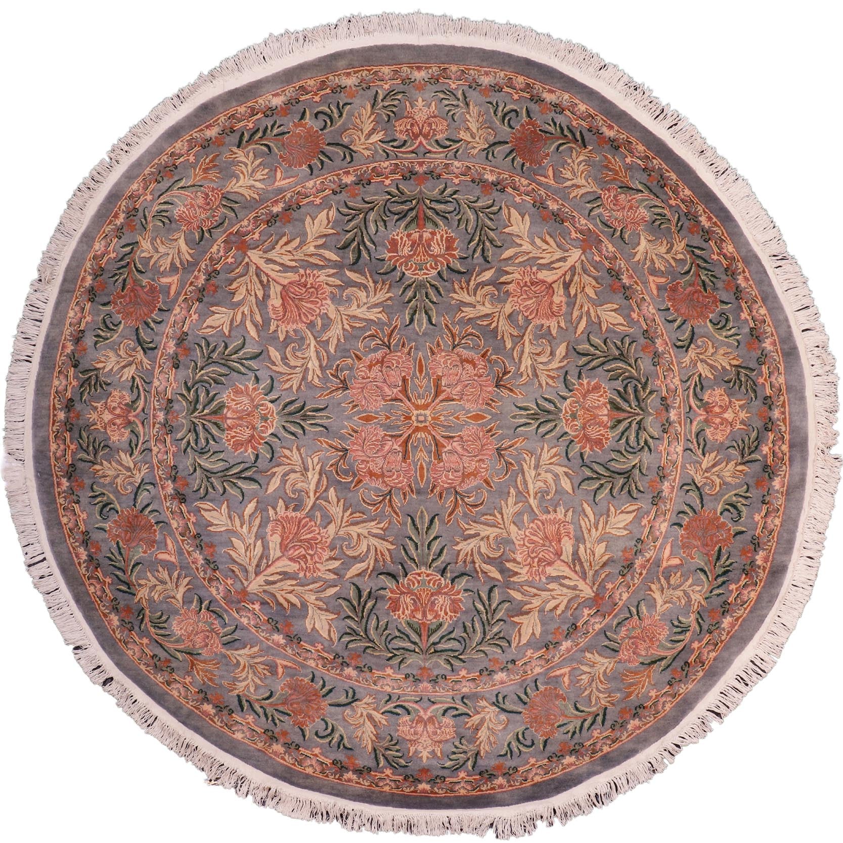 handmade Traditional Nayagra Gray Pink Hand Knotted ROUND 100% WOOL area rug 8'x8'