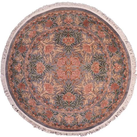 handmade Traditional Nayagra Gray Pink Hand Knotted ROUND 100% WOOL area rug 8' x 8'