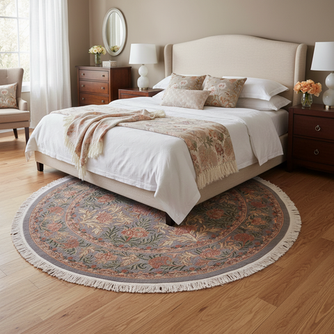 handmade Traditional Nayagra Gray Pink Hand Knotted ROUND 100% WOOL area rug 8' x 8'