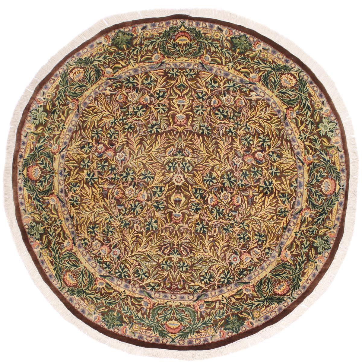 handmade Traditional Imran Brown Gray Hand Knotted ROUND 100% WOOL area rug 8x8