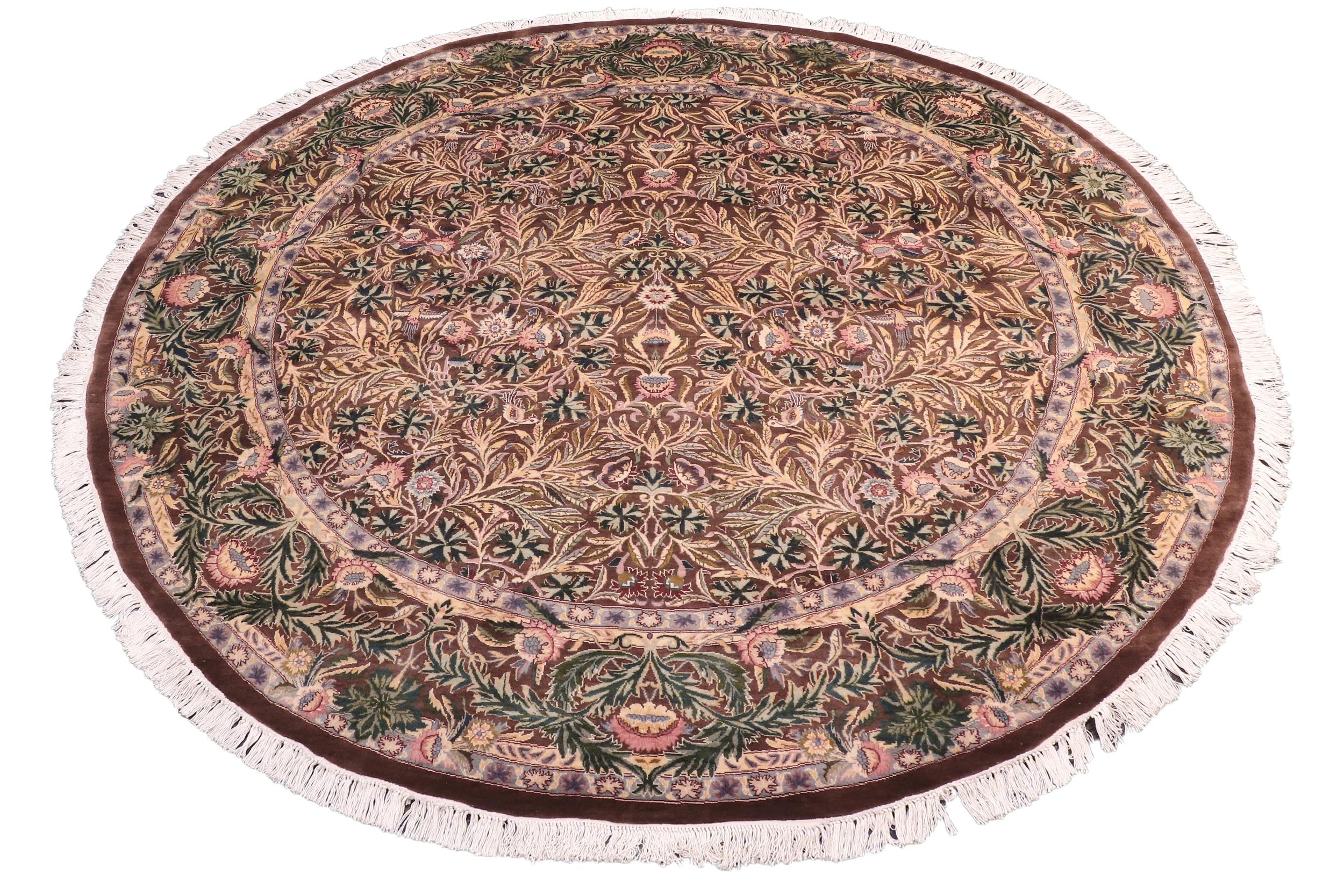 handmade Traditional Imran Brown Gray Hand Knotted ROUND 100% WOOL area rug 8' x 8'
