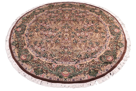 handmade Traditional Imran Brown Gray Hand Knotted ROUND 100% WOOL area rug 8' x 8'