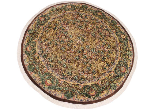 handmade Traditional Imran Brown Gray Hand Knotted ROUND 100% WOOL area rug 8x8