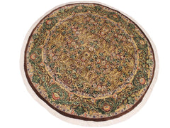 handmade Traditional Imran Brown Gray Hand Knotted ROUND 100% WOOL area rug 8x8