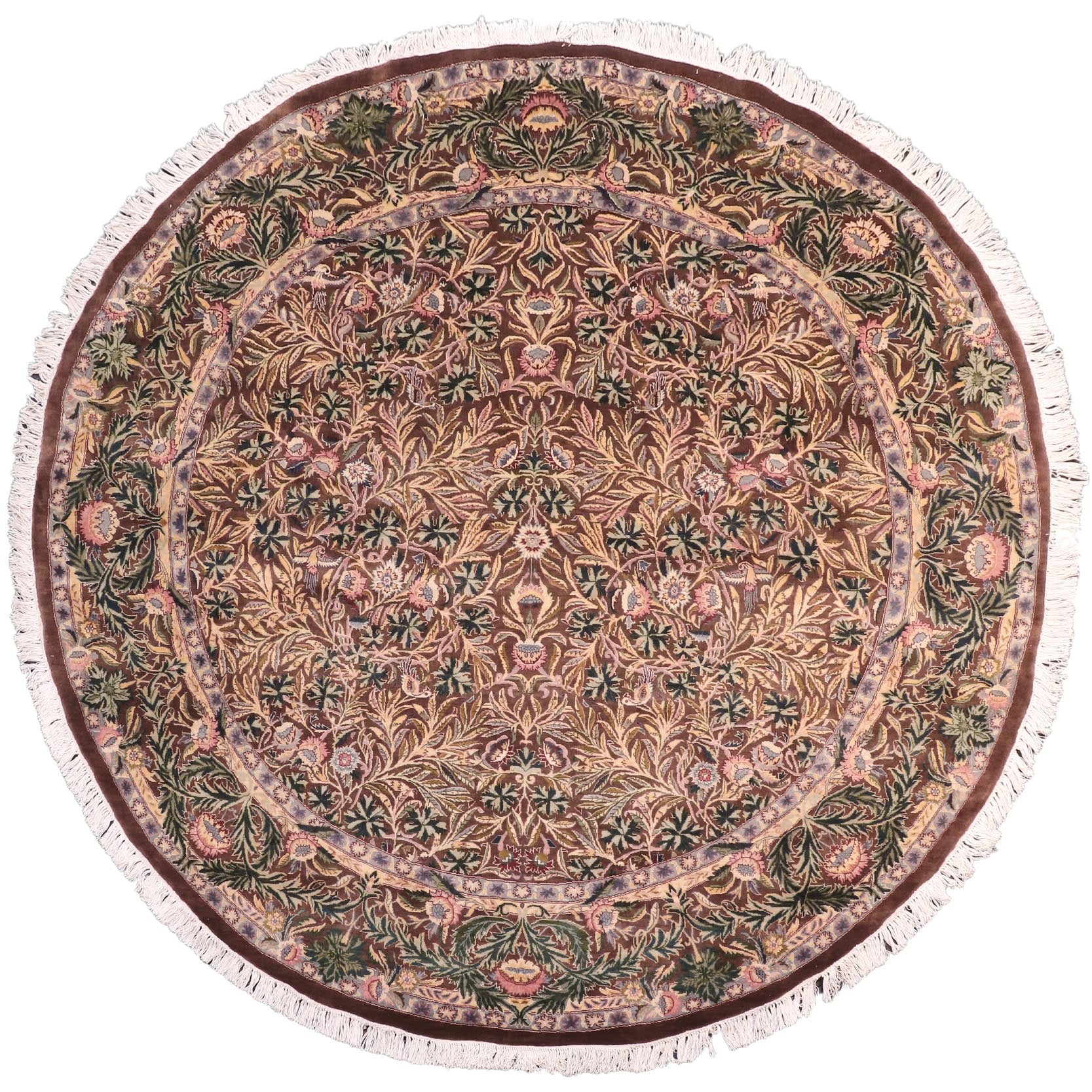 handmade Traditional Imran Brown Gray Hand Knotted ROUND 100% WOOL area rug 8'x8'