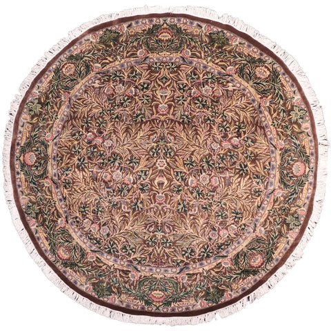 handmade Traditional Imran Brown Gray Hand Knotted ROUND 100% WOOL area rug 8'x8'