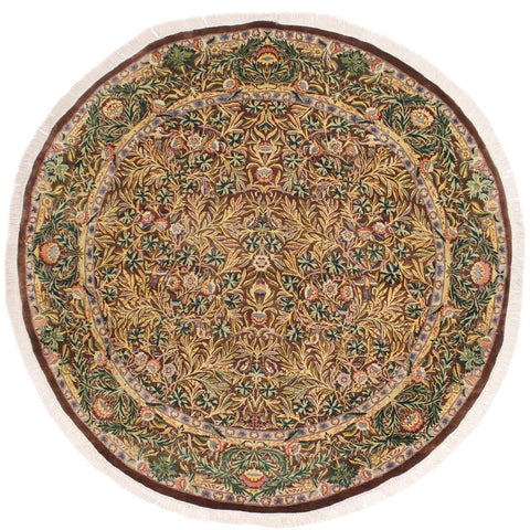 handmade Traditional Imran Brown Gray Hand Knotted ROUND 100% WOOL area rug 8x8