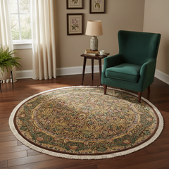 Imran Heritage Toya Brown/Gray Wool Round - 8'0''X8'3''