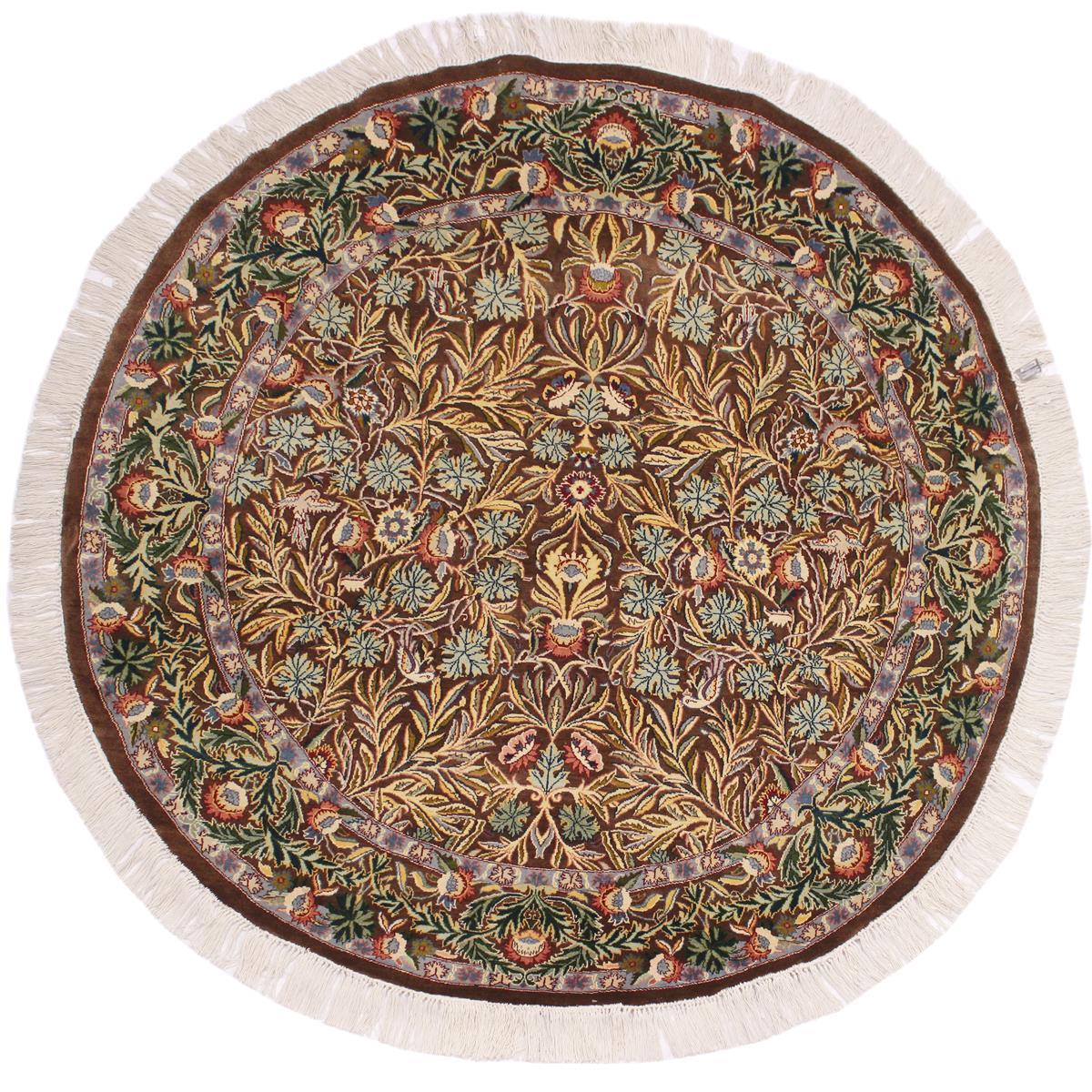 handmade Traditional Imran Brown Gray Hand Knotted ROUND 100% WOOL area rug 6x6