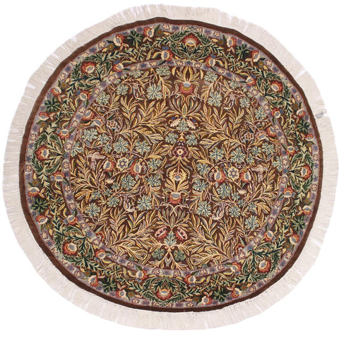 handmade Traditional Imran Brown Gray Hand Knotted ROUND 100% WOOL area rug 6x6