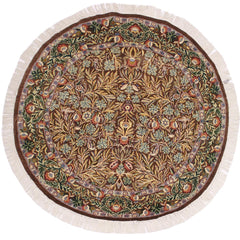 handmade Traditional Imran Brown Gray Hand Knotted ROUND 100% WOOL area rug 6x6