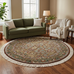 Imran Heritage Santos Brown/Gray Wool Round - 6'2''X6'3''