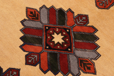 handmade Geometric Kargahi Beige Rust Hand Knotted RECTANGLE 100% WOOL area rug 10' x 13'