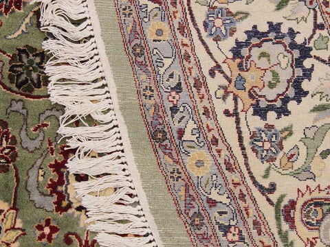 handmade Traditional Abasi Afsha Green Beige Hand Knotted ROUND 100% WOOL area rug 8x8