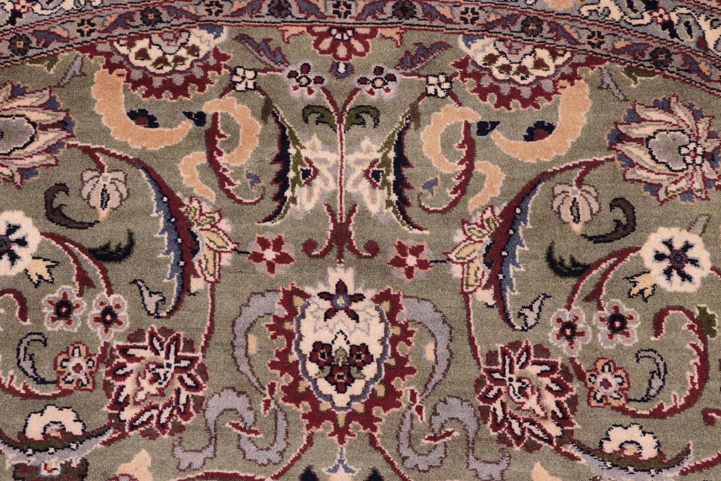 handmade Traditional Abasi Afsha Green Beige Hand Knotted ROUND 100% WOOL area rug 8'x8'