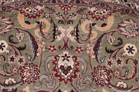 handmade Traditional Abasi Afsha Green Beige Hand Knotted ROUND 100% WOOL area rug 8' x 8'