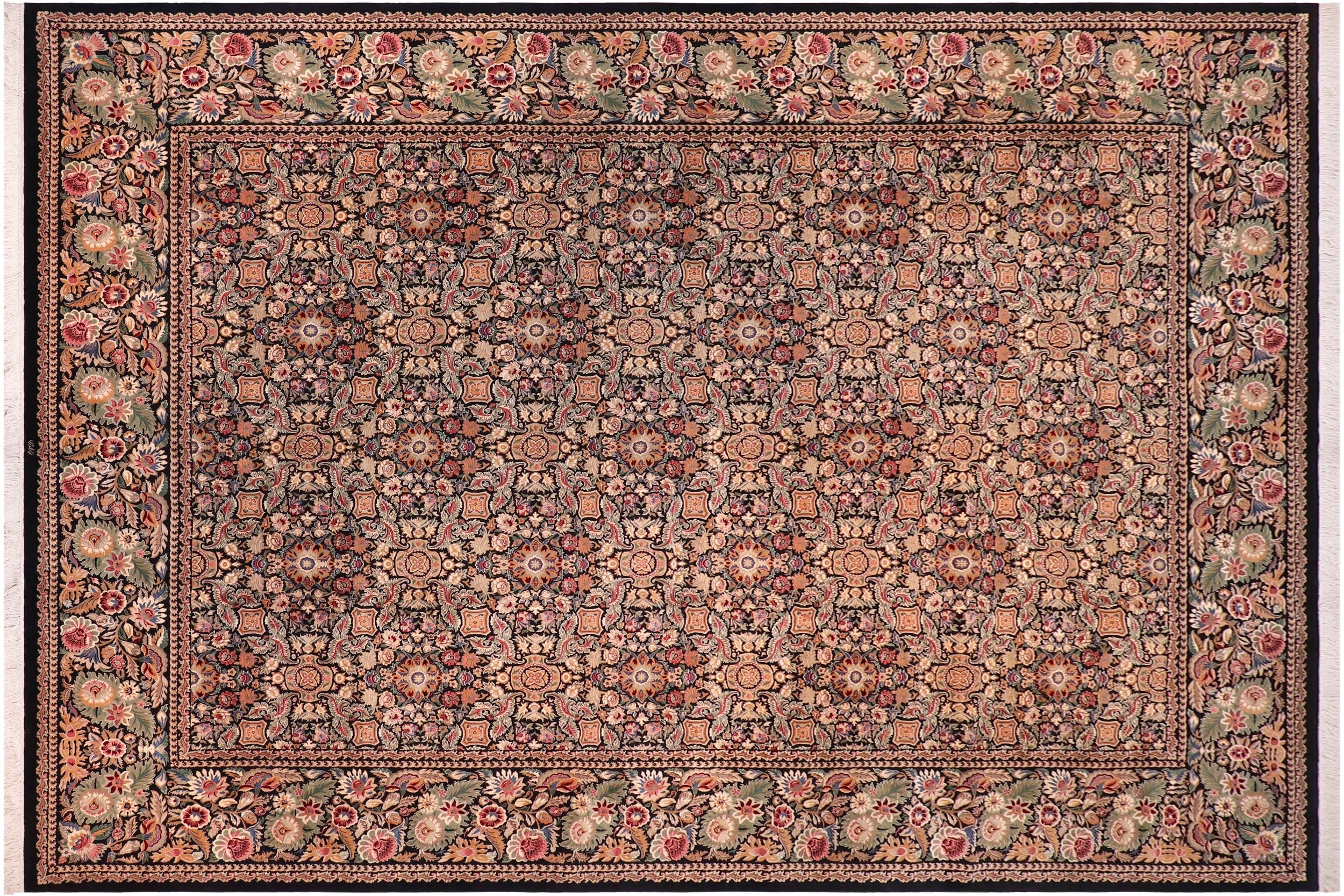 handmade Transitional Doop Black Black Hand Knotted RECTANGLE 100% WOOL area rug 12x17