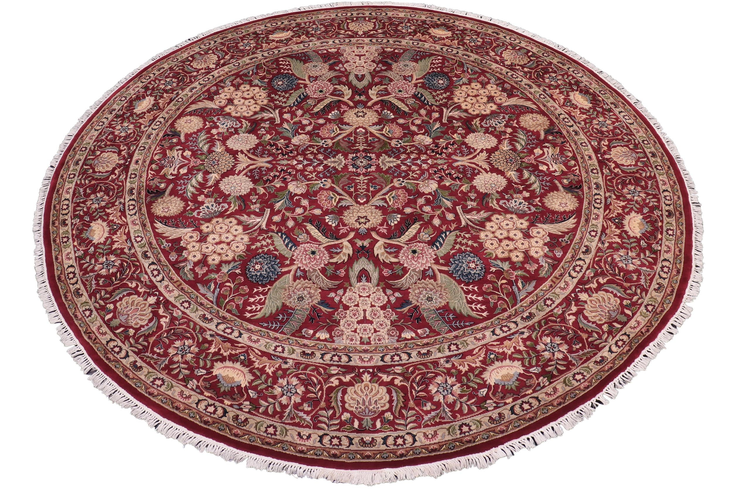 handmade Traditional Nagi Red Pink Hand Knotted ROUND 100% WOOL area rug 8'x8'