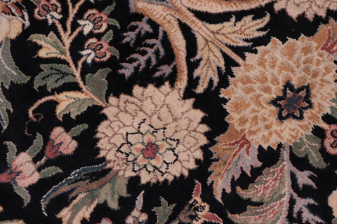 handmade Traditional Nagi Black Black Hand Knotted ROUND 100% WOOL area rug 8' x 8'