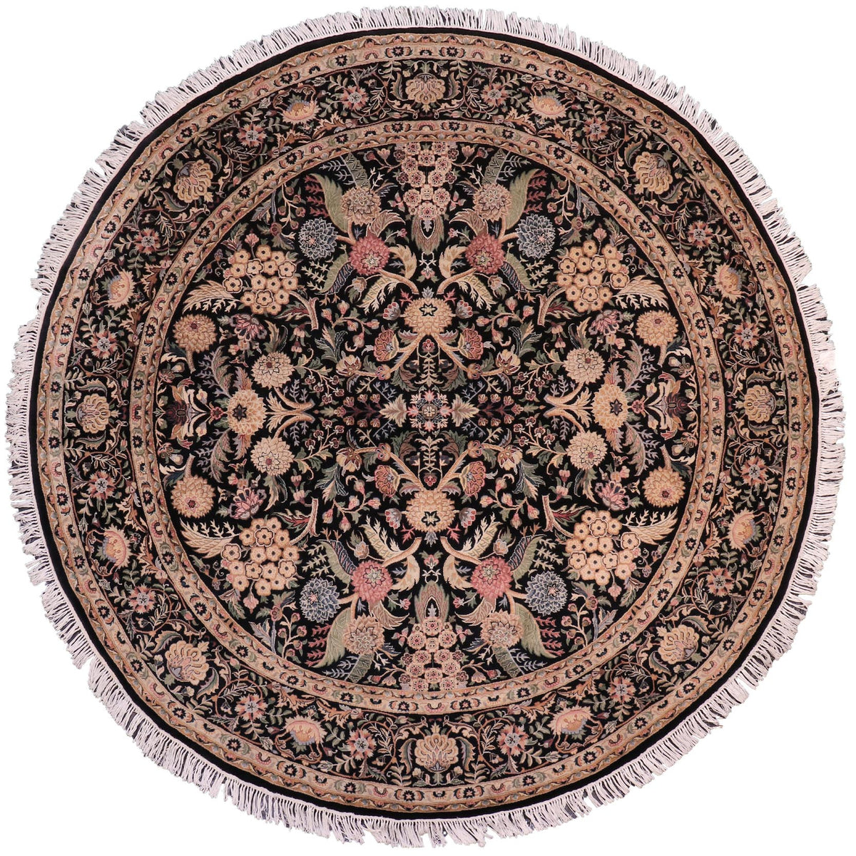 handmade Traditional Nagi Black Black Hand Knotted ROUND 100% WOOL area rug 8' x 8'