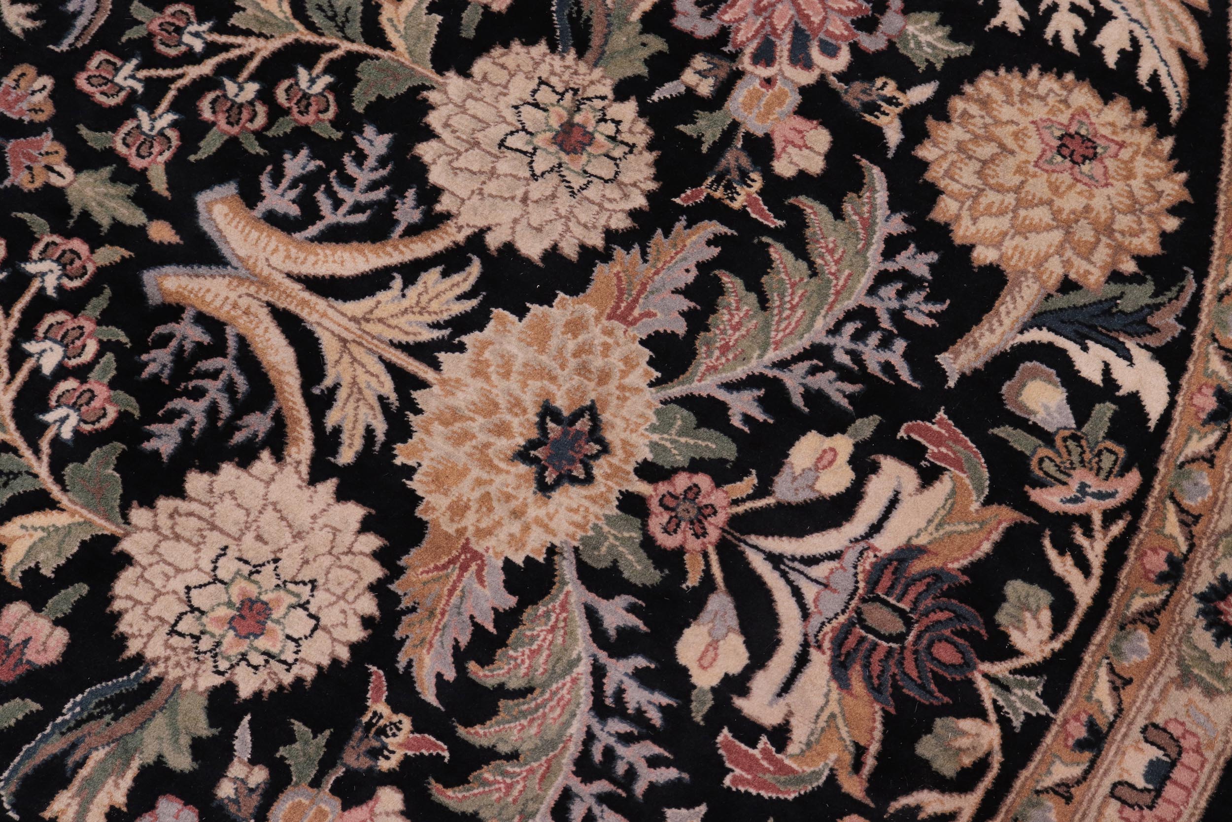 handmade Traditional Nagi Black Black Hand Knotted ROUND 100% WOOL area rug 8' x 8'