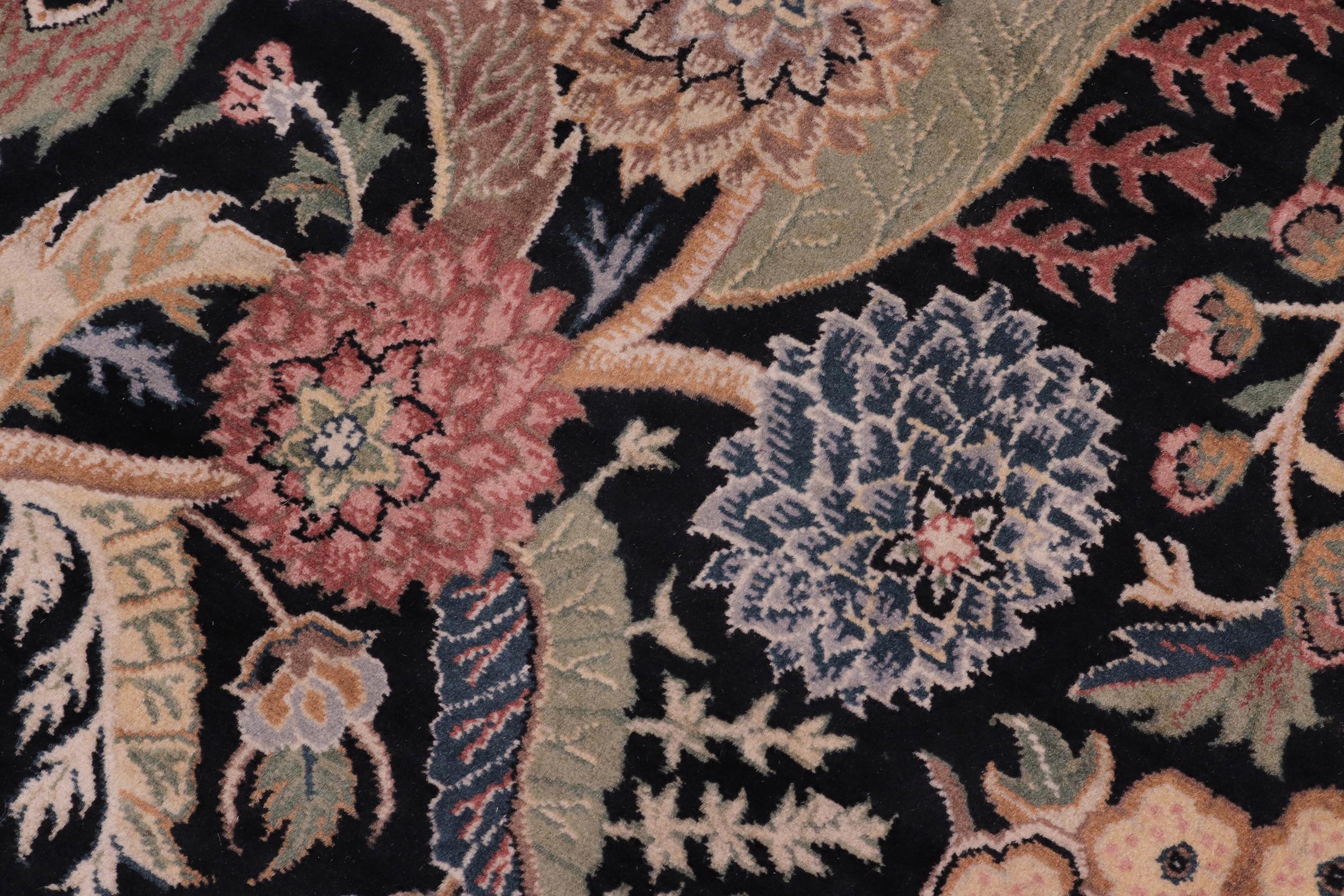 handmade Traditional Nagi Black Black Hand Knotted ROUND 100% WOOL area rug 8' x 8'