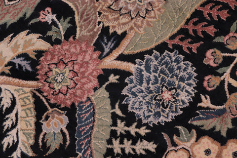 handmade Traditional Nagi Black Black Hand Knotted ROUND 100% WOOL area rug 8' x 8'