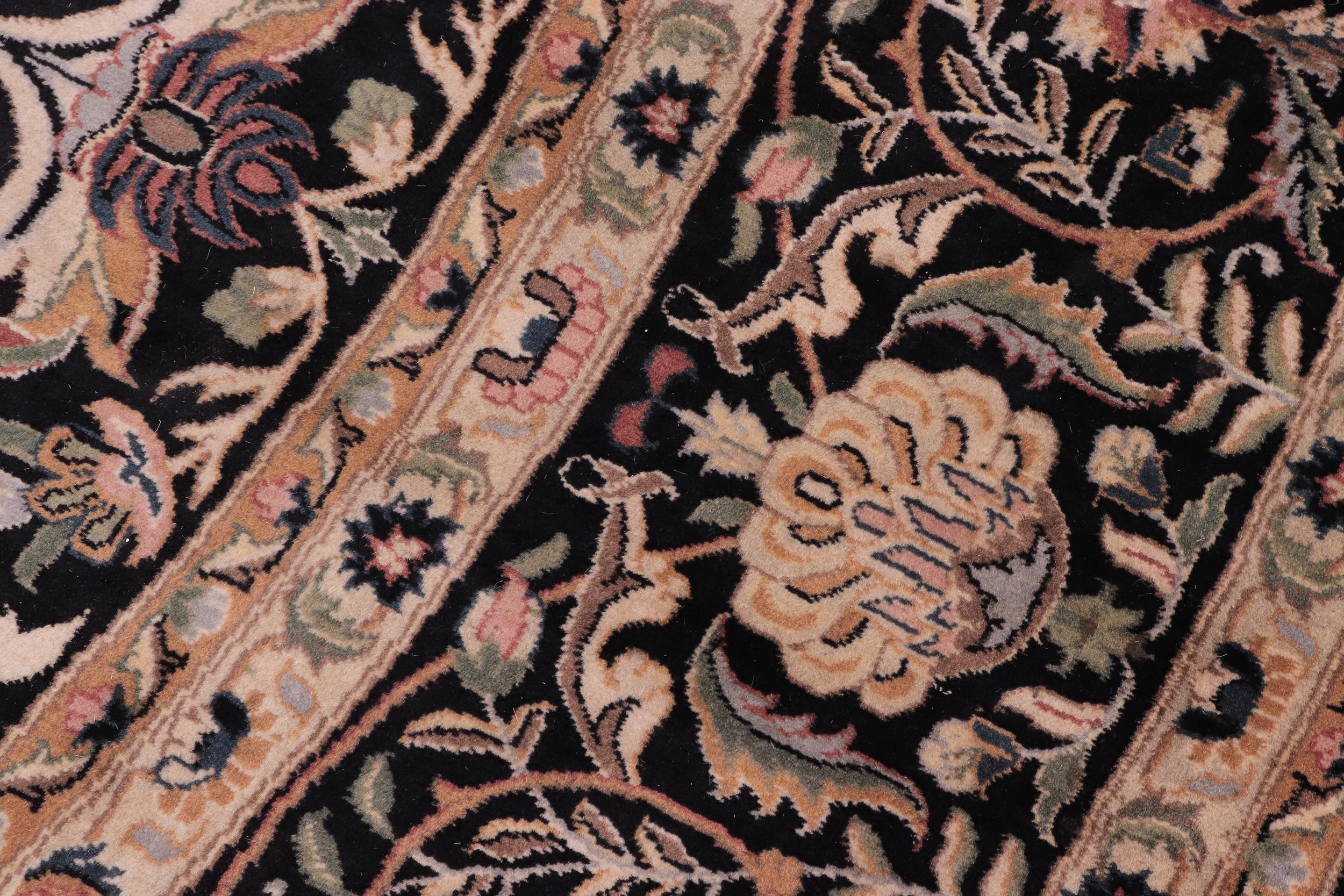 handmade Traditional Nagi Black Black Hand Knotted ROUND 100% WOOL area rug 8' x 8'