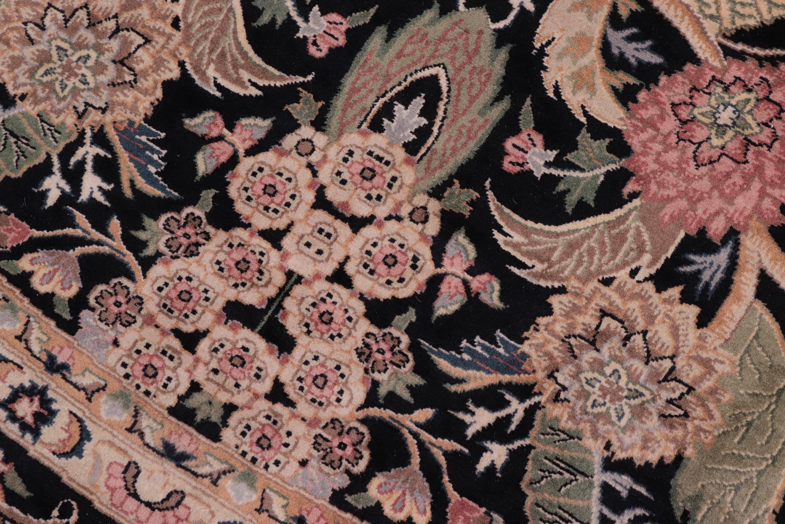 handmade Traditional Nagi Black Black Hand Knotted ROUND 100% WOOL area rug 8' x 8'