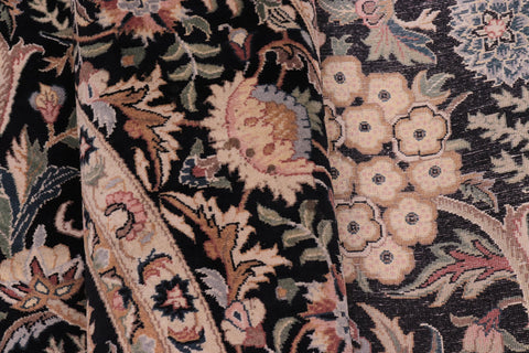 handmade Traditional Nagi Black Black Hand Knotted ROUND 100% WOOL area rug 8' x 8'