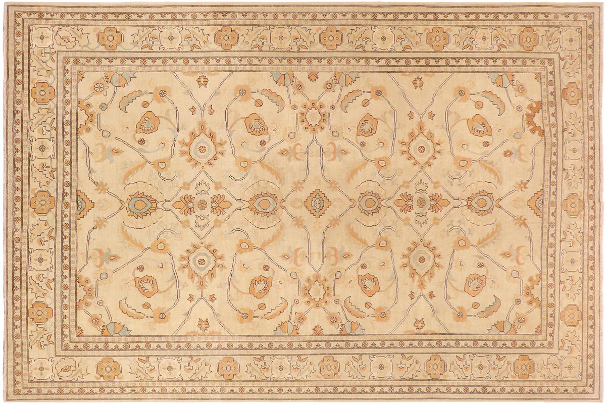 handmade Transitional Kafkaz Tan Orange Hand Knotted RECTANGLE 100% WOOL area rug 10' x 15'
