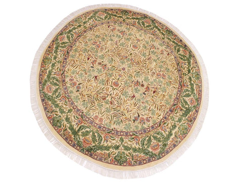 handmade Traditional Imran Beige Green Hand Knotted ROUND 100% WOOL area rug 8x8