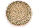 handmade Traditional Imran Beige Green Hand Knotted ROUND 100% WOOL area rug 8x8