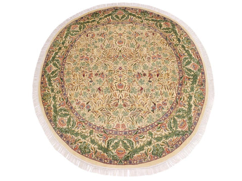 handmade Traditional Imran Beige Green Hand Knotted ROUND 100% WOOL area rug 8x8