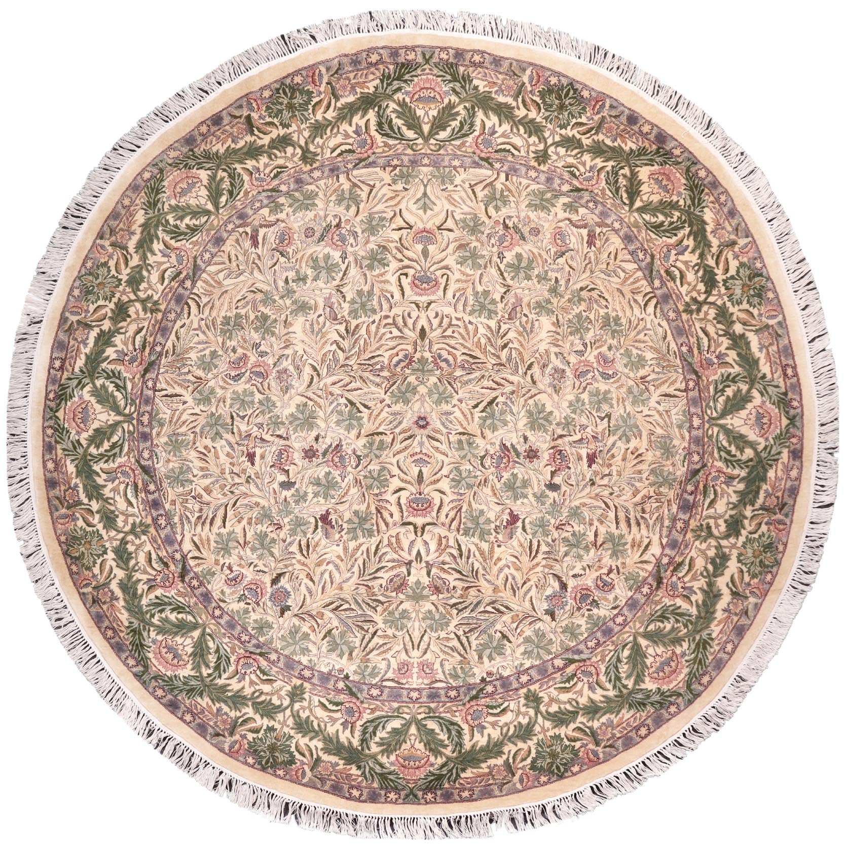 handmade Traditional Imran Beige Green Hand Knotted ROUND 100% WOOL area rug 8' x 8'