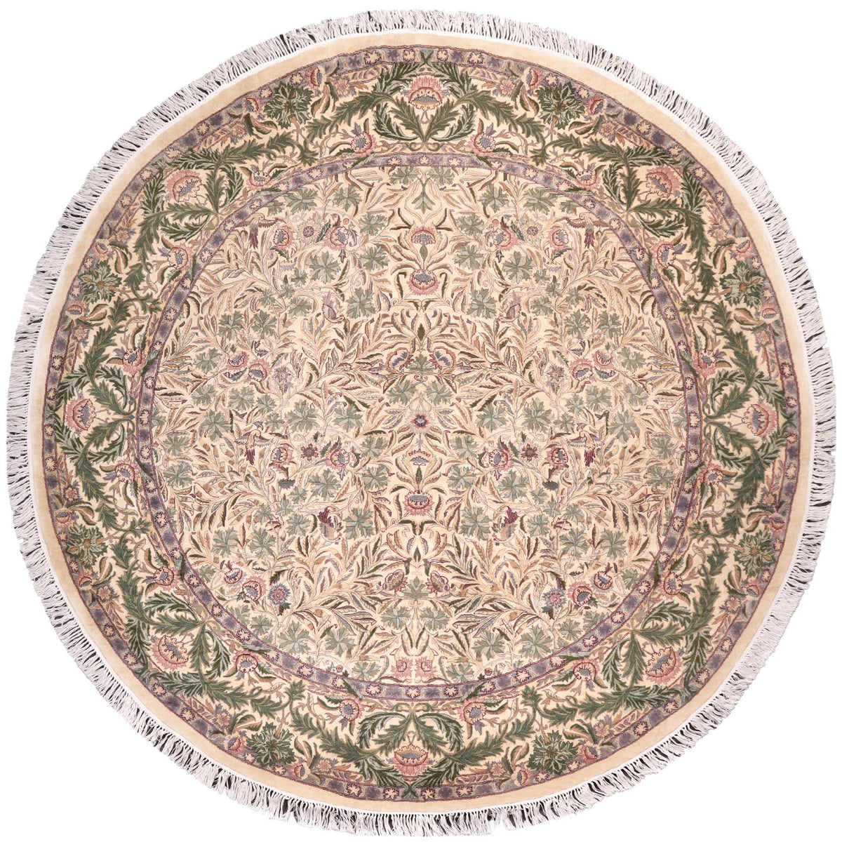 handmade Traditional Imran Beige Green Hand Knotted ROUND 100% WOOL area rug 8' x 8'