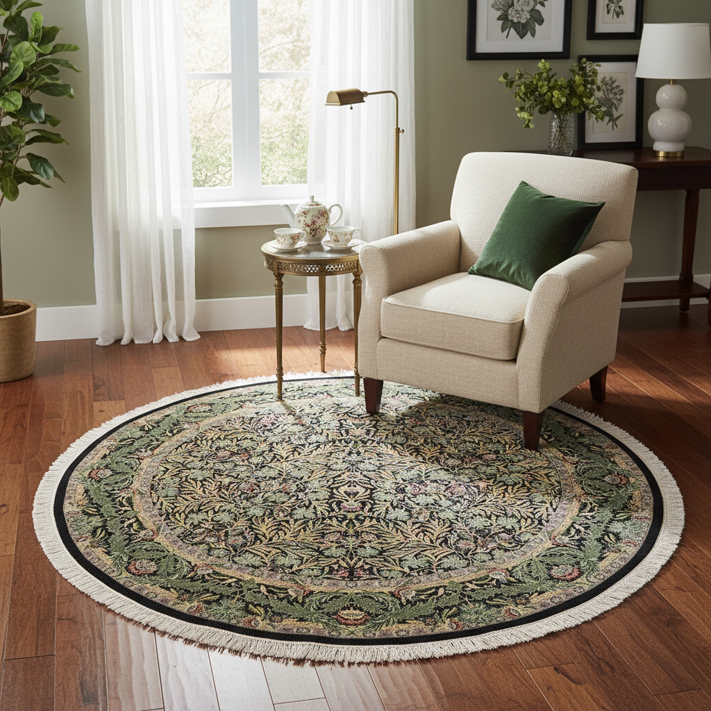 handmade Traditional Imran Black Gray Hand Knotted ROUND 100% WOOL area rug 8'x8'