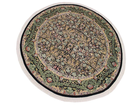 handmade Traditional Imran Black Gray Hand Knotted ROUND 100% WOOL area rug 8x8