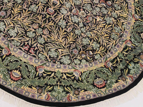 handmade Traditional Imran Black Gray Hand Knotted ROUND 100% WOOL area rug 8x8